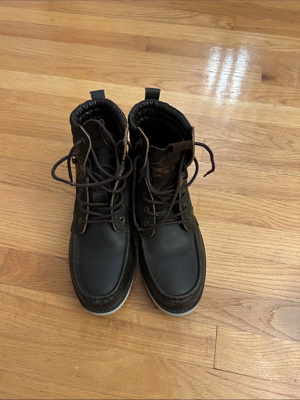 Crevo Men's Black and Brown Lace-Up Work Boots